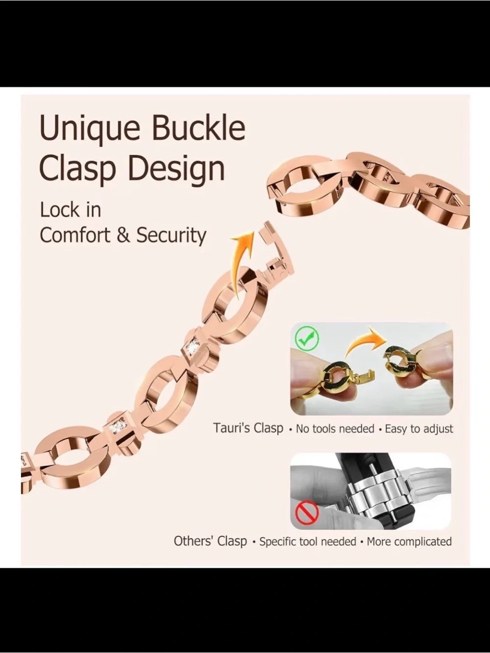 Tauri Rose Gold Bling Smartwatch Band